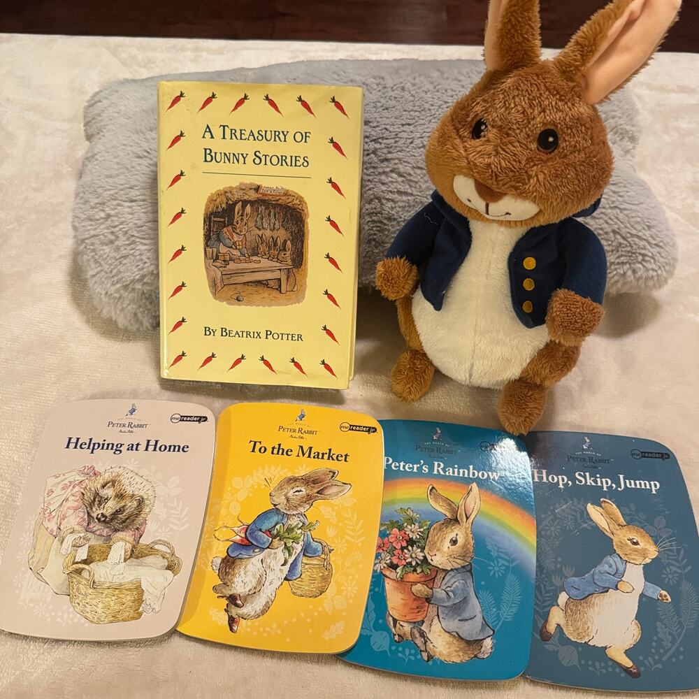 Beatrix‎ Potter Book Lot Treasury Of Bunny Stories & Kohls Peter Rabbit Plush
